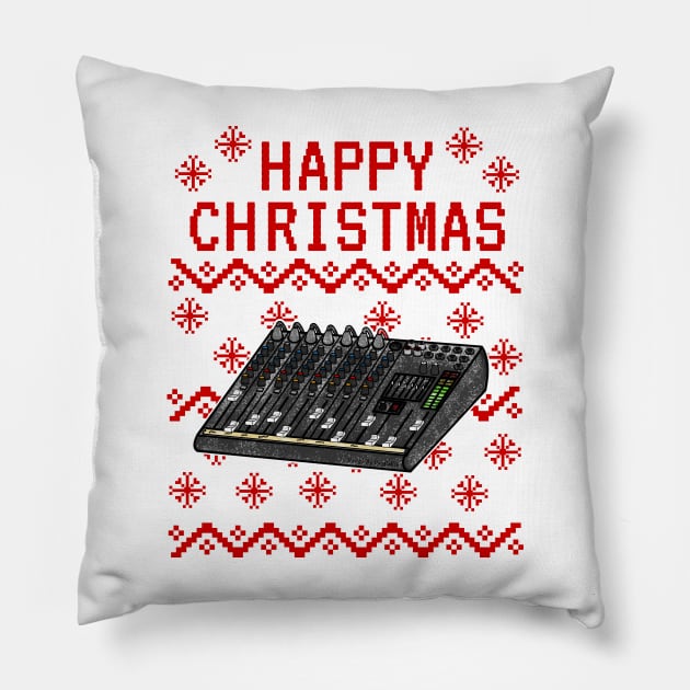Sound Engineer Ugly Christmas Music Producer Musician Pillow by doodlerob