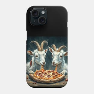 Funny goats eating a pizza gift ideas Phone Case