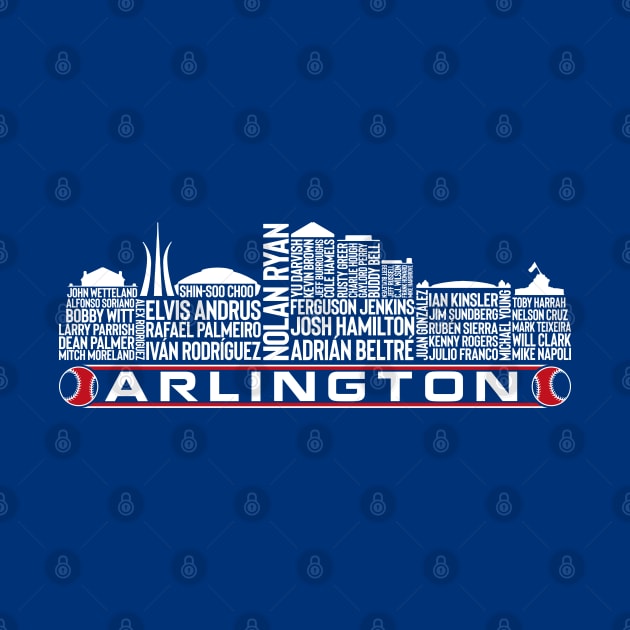 Texas Baseball Team All Time Legends, Arlington City Skyline by Legend Skyline