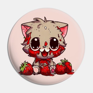 Zombie Kitty with Srawberries Pin