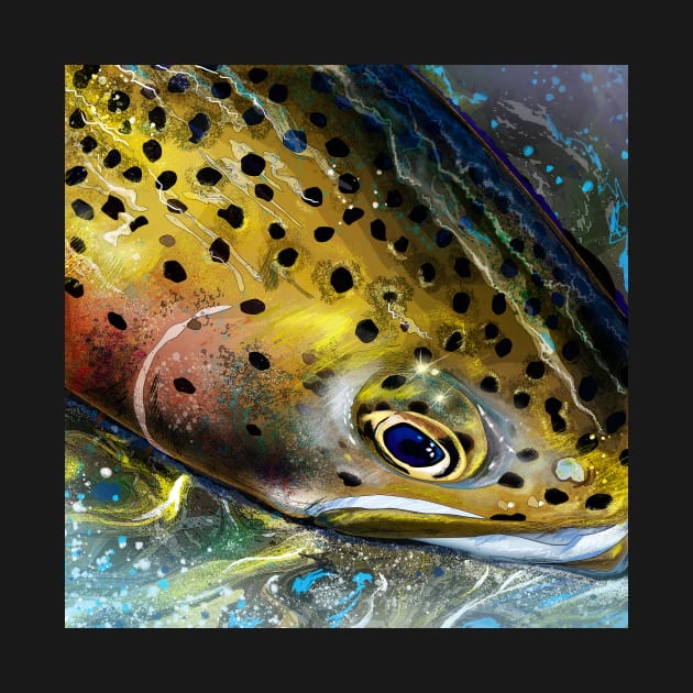 Mountain Streams Rainbow Trout Head Painting by fishweardesigns