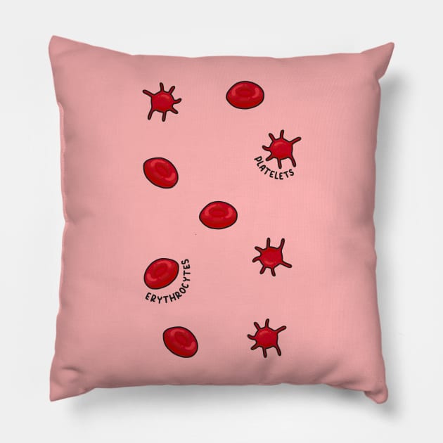 Hand Drawn Red Blood Cells Pack Pillow by Sofia Sava
