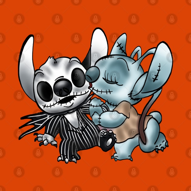 Stitch & Angel Nightmare Before Xmas by Danispolez_illustrations