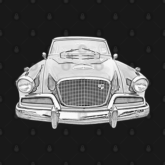 Studebaker Golden Hawk 1950s American classic car monochrome by soitwouldseem