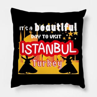 Travel to beautiful Istanbul in Turkey. ( Bright text ) Gift ideas for the travel enthusiast available on t-shirts, stickers, mugs, and phone cases, among other things. Pillow