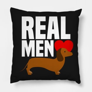 Real Men Love Wieners - Heart Dachshund Puppy Dog Pillow