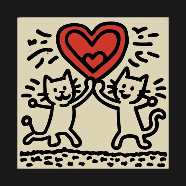 Funny Keith Haring, cats lover by Art ucef