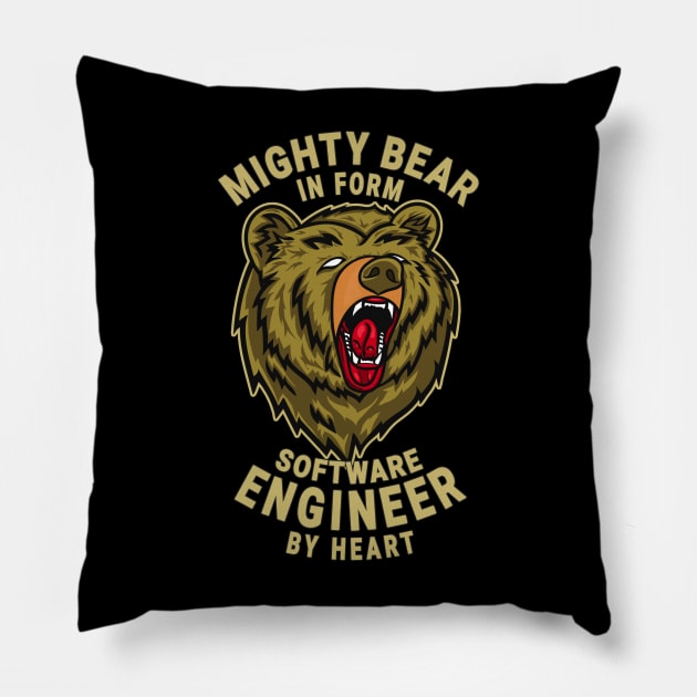 Software Engineer Mighty Bear Design Quote Pillow by jeric020290