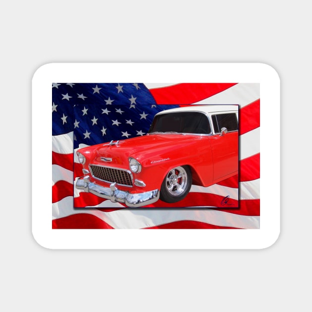 Patriotic 55 Chevy Magnet by cthomas888