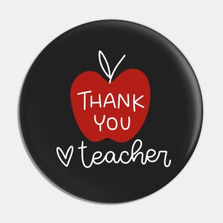 Thank you teacher red apple design. Gratitude message. Pin