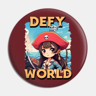 Girl Pirate Defy The World Pin