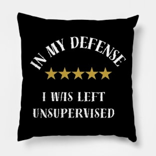 I Was Left Unsupervised,In white letters. Pillow