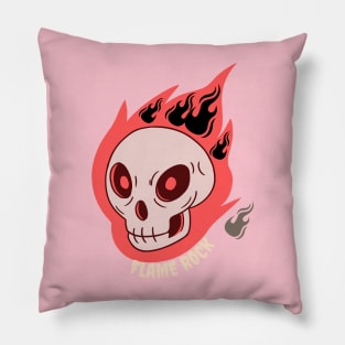 flame rock skull Pillow