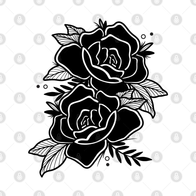 Black Traditional Roses by P7 illustrations 