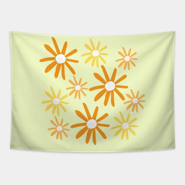 Simple Hand Drawn Flowers Pattern Tapestry by Moshi Moshi Designs