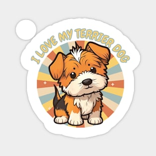 Love, dog, terrier, retro, cute animal, pets Magnet