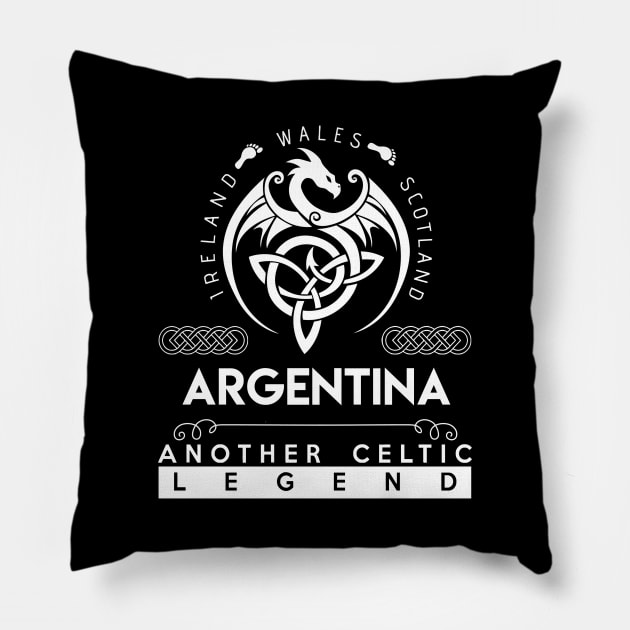 Argentina Name T Shirt - Another Celtic Legend Argentina Dragon Gift Item Pillow by harpermargy8920