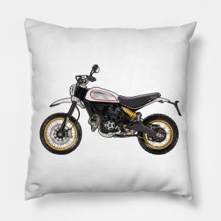 Scrambler Bike Side View Illustration Pillow