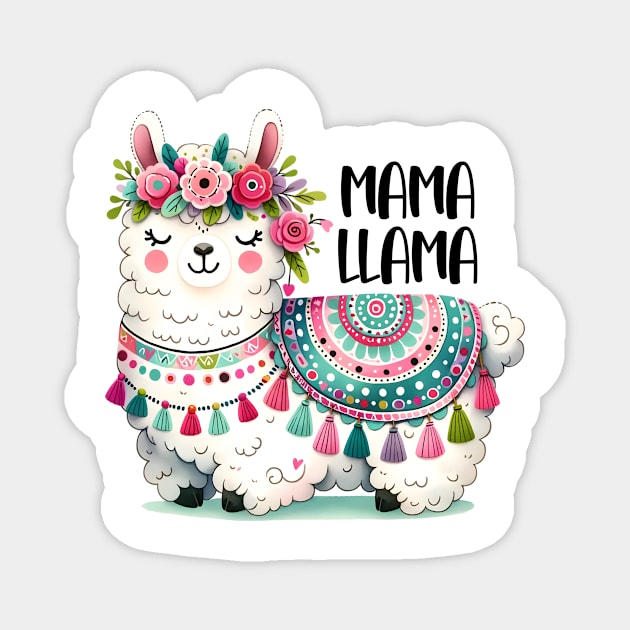 Mama Llama Funny Mothers Day Llama lover Magnet by KawaiiFoodArt