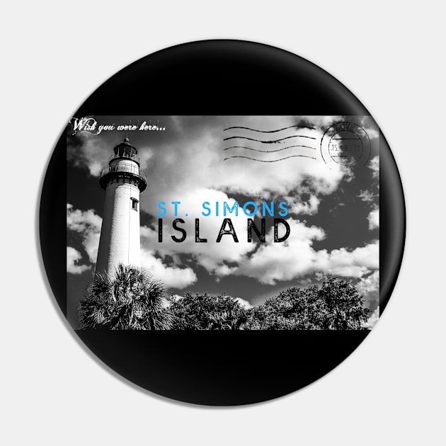 St. Simons Island Postcard b&w Pin by Jeff Allyn Szwast