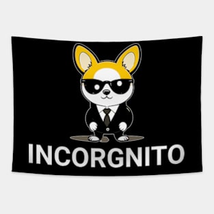 Incognito Detective Corgi Pun INCORGnito Funny Dog Lovers Puns Tapestry