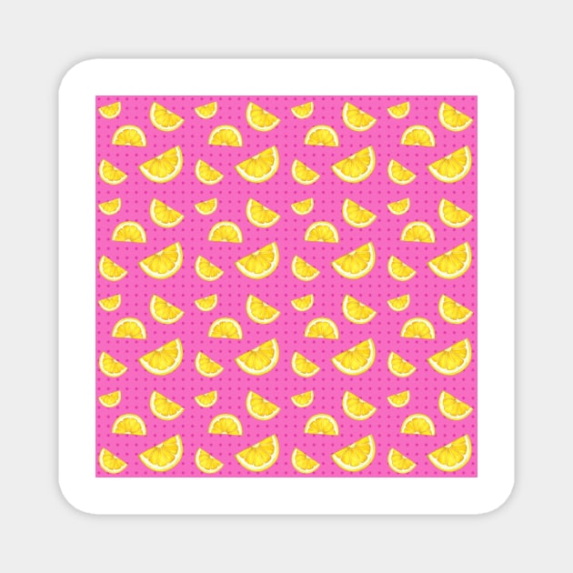 Lemons in pink Magnet by Nopi Pantelidou