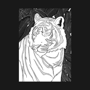 Tiger in the jungle (Black and white) T-Shirt