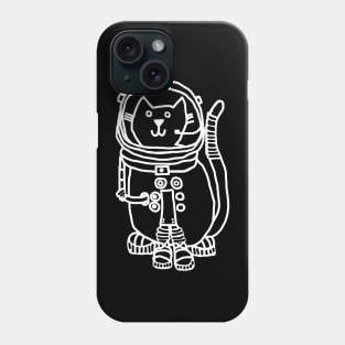 White Line Space Captain Yellow Cat Phone Case