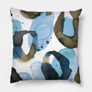 Pocket - Leopard Watercolor Circles Soft blue Pillow