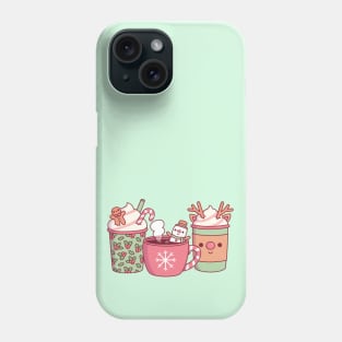 Cute Christmas Coffee Drinks Gingerbread Man, Snowman And Reindeer Phone Case