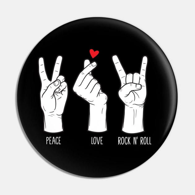 Peace Love Rock and Roll White Edition Pin by Tee Tow Argh 