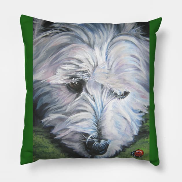 West Highland Terrier Fine Art Painting Pillow by LASHEPARD