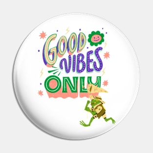 Good vibes - cute vintage anime frog Pin