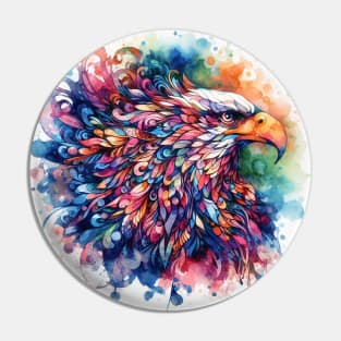 Psychedelic illustration of an eagle Pin