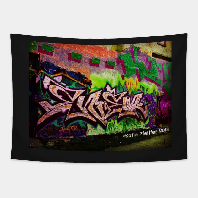 Graffiti Wall Tag Silver Tapestry by Kater