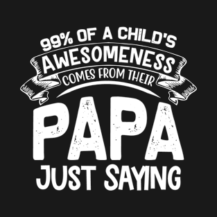 Fathers Day Gift, 99% Of A Child’s Awesomeness Comes From Their Papa Just Saying T-Shirt