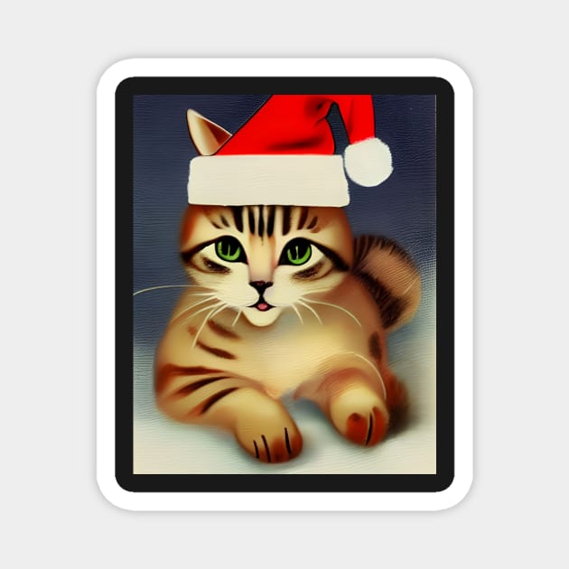 Christmas Kitty Magnet by FineArtworld7