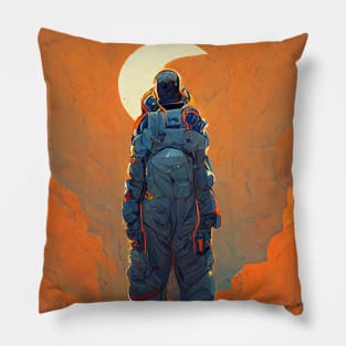 Moon Canyon Retro Vintage Sci Fi Design Pillow