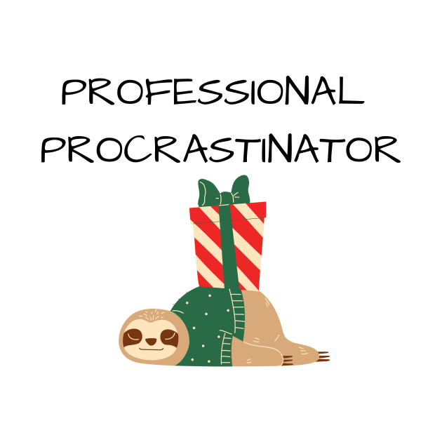 Professional Procrastinator Lazy Christmas Sloth by A.P.