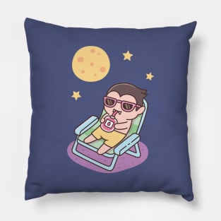 Cute Vampire Chilling And Enjoying A Moonbath Funny Pillow