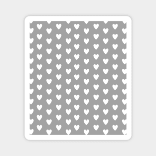 White Hearts, Polka Dots, Pattern on Grey Magnet