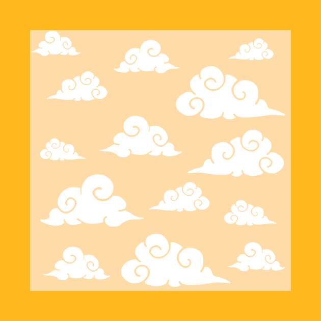 Pastel orange cloud print by ballooonfish