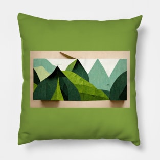 Hilly Grassland - Abstract Minimalism Papercraft Landscape Pillow