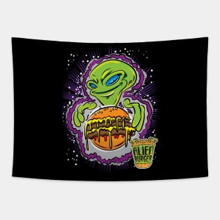 Alien Burger Invasion Tapestry