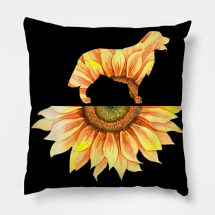 Golden Retriever Sunflower Graphic Pillow