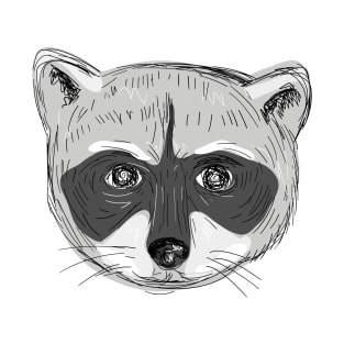 Raccoon Head Front Drawing T-Shirt