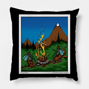 Fire Flies Around A Campfire Novelty Camping Gift Pillow