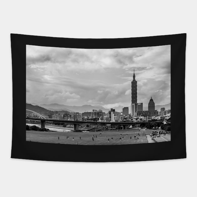 Unique landscape photography of Taipei cityscape 101 tower Tapestry by AvonPerception