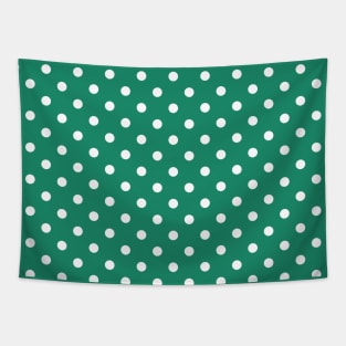 Green and White Polka Dots Pattern Tapestry