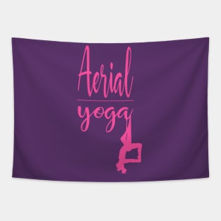 Aerial Yoga Woman Figure Pink Design Tapestry